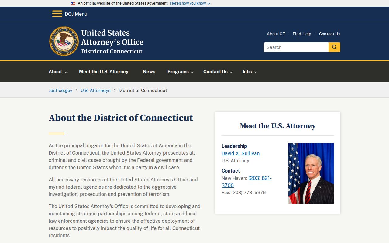 City of New Britain court charges U.S. Attorney District of Connecticut