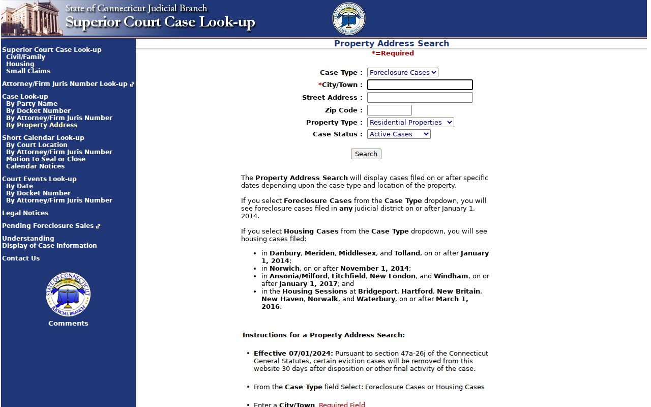 City of New Britain court records civil housing property search